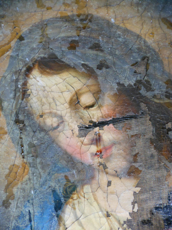 Détail du visage de la Vierge avant restauration par B. Tilmant dAuxy Pascale Chappot